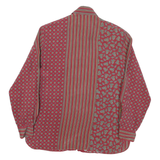 TRU Womens Red Cotton Blend Printed Shirt Long Sleeve Collared UK 10