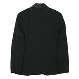 Mens Black Satin Trim Blazer Jacket XS Polyester Blend Formal Button Closure