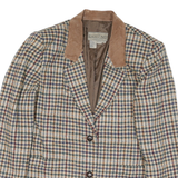 EAST END Womens Beige Brown Check Button Jacket M Polyester Blend Classic
