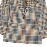 EAST END Womens Beige Brown Check Button Jacket M Polyester Blend Classic