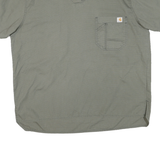 CARHARTT Mens Green Cotton Blend T-Shirt L Short Sleeve V-Neck Pocket Workwear