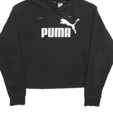 PUMA Womens Black Hoodie XS Cotton Blend Pullover Logo Print