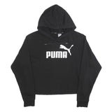 PUMA Womens Black Hoodie XS Cotton Blend Pullover Logo Print
