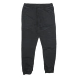 GEMO Mens Black Cotton Blend Regular Jogger Trousers W32 L26 Drawstring Waist