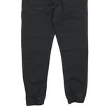 GEMO Mens Black Cotton Blend Regular Jogger Trousers W32 L26 Drawstring Waist
