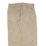 CARHARTT Mens Beige Regular Fit Straight Leg Trousers W36 L32 Cotton Blend