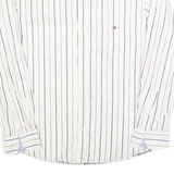 TOMMY HILFIGER Mens White & Beige Striped Shirt XL Classic Button-Down Collar