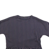 ZARA BASIC Womens Navy Blue & Pink Striped Basic Top Short Sleeve Round Neck S
