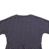 ZARA BASIC Womens Navy Blue & Pink Striped Basic Top Short Sleeve Round Neck S