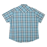 WRANGLER Mens Blue & White Check Shirt XL Casual Button Up Short Sleeve