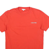 CALVIN KLEIN Mens Red S T-Shirt Short Sleeve Crew Neck Minimal Logo