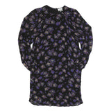 GANNI Womens Black Purple Floral Day Viscose Dress Long Sleeve Midi L