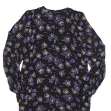 GANNI Womens Black Purple Floral Day Viscose Dress Long Sleeve Midi L