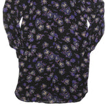 GANNI Womens Black Purple Floral Day Viscose Dress Long Sleeve Midi L