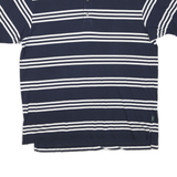 NAUTICA Mens Navy & White Stripe Polo Shirt XL Cotton Blend Short Sleeve Classic