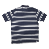 NAUTICA Mens Navy & White Stripe Polo Shirt XL Cotton Blend Short Sleeve Classic