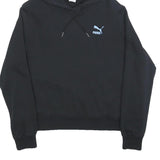 PUMA Womens Black Hoodie M Cotton Blend Pullover Logo Print