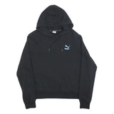 PUMA Womens Black Hoodie M Cotton Blend Pullover Logo Print