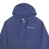 CHAMPION Mens Navy Full Zip Hoodie L Cotton Blend Casual Sweatshirt