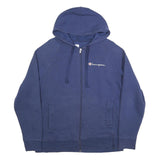 CHAMPION Mens Navy Full Zip Hoodie L Cotton Blend Casual Sweatshirt