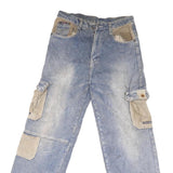 JDX Mens Regular Fit Denim Blue Cargo Style Jeans W32 L29 Cotton Blend Zip