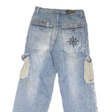JDX Mens Regular Fit Denim Blue Cargo Style Jeans W32 L29 Cotton Blend Zip