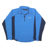 BERGHAUS Mens Blue & Navy Plain Jumper 1/4 Zip Polyester S Outdoor Sportswear