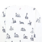 JERZEES Mens White Crew Neck XL Sweatshirt Cotton Blend Pullover Printed