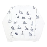 JERZEES Mens White Crew Neck XL Sweatshirt Cotton Blend Pullover Printed