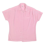 DELMOD Womens Pink Basic Top Short Sleeve Collared S Button Breast Pocket