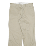 DICKIES Mens Cotton Blend Beige Regular Straight Trousers W32 L29 Zip Closure
