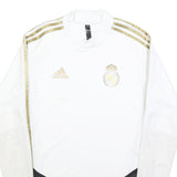ADIDAS Mens White & Gold Football Shirt S Long Sleeve Crew Neck Real Madrid