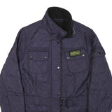 BARBOUR INTERNATIONAL Womens Navy Blue Quilted Belted Jacket UK 10 Polyester