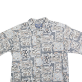 LIBERTY HOUSE Mens Blue Grey Patterned Cotton Shirt L Casual Summer Short Sleeve