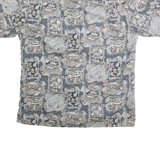 LIBERTY HOUSE Mens Blue Grey Patterned Cotton Shirt L Casual Summer Short Sleeve