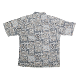 LIBERTY HOUSE Mens Blue Grey Patterned Cotton Shirt L Casual Summer Short Sleeve