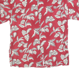 MODA CAMPIA Mens Red Leaf Pattern Rayon Shirt M Summer Casual Beachwear
