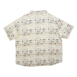 WOOLRICH Mens Cream & Brown Patterned Cotton Blend Shirt XL Casual Summer