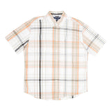 TOMMY HILFIGER Mens White & Orange Check Shirt L Casual Summer Cotton