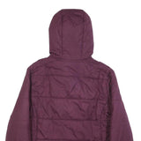 CONVERSE Womens Maroon Jacket L Polyester Quilted Hooded Zip Casual Outerwear