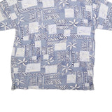 HOOK & TACKLE Mens Blue & Cream Abstract Print Short Sleeve Polo Shirt 2XL