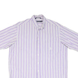 NAUTICA Mens Purple & White Striped Cotton Blend Shirt L Button Down Casual