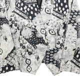 Womens Black & White Patchwork Floral Button Jacket M Polyester Blend Patterned
