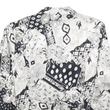 Womens Black & White Patchwork Floral Button Jacket M Polyester Blend Patterned
