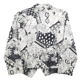 Womens Black & White Patchwork Floral Button Jacket M Polyester Blend Patterned