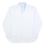 TED BAKER Mens White & Blue Patterned Shirt L Cotton Blend Long Sleeve Smart