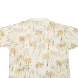 KAYLUA BAY Womens Beige Palm Tree Print Short Sleeve Polo Shirt XL Summer Casual