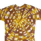 BWD Mens Brown & Yellow Tie Dye T-Shirt L Short Sleeve Crew Neck Casual
