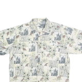 OP SPORT Mens Cream Cotton Hawaiian Shirt L Casual Summer Tropical Print