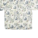 OP SPORT Mens Cream Cotton Hawaiian Shirt L Casual Summer Tropical Print